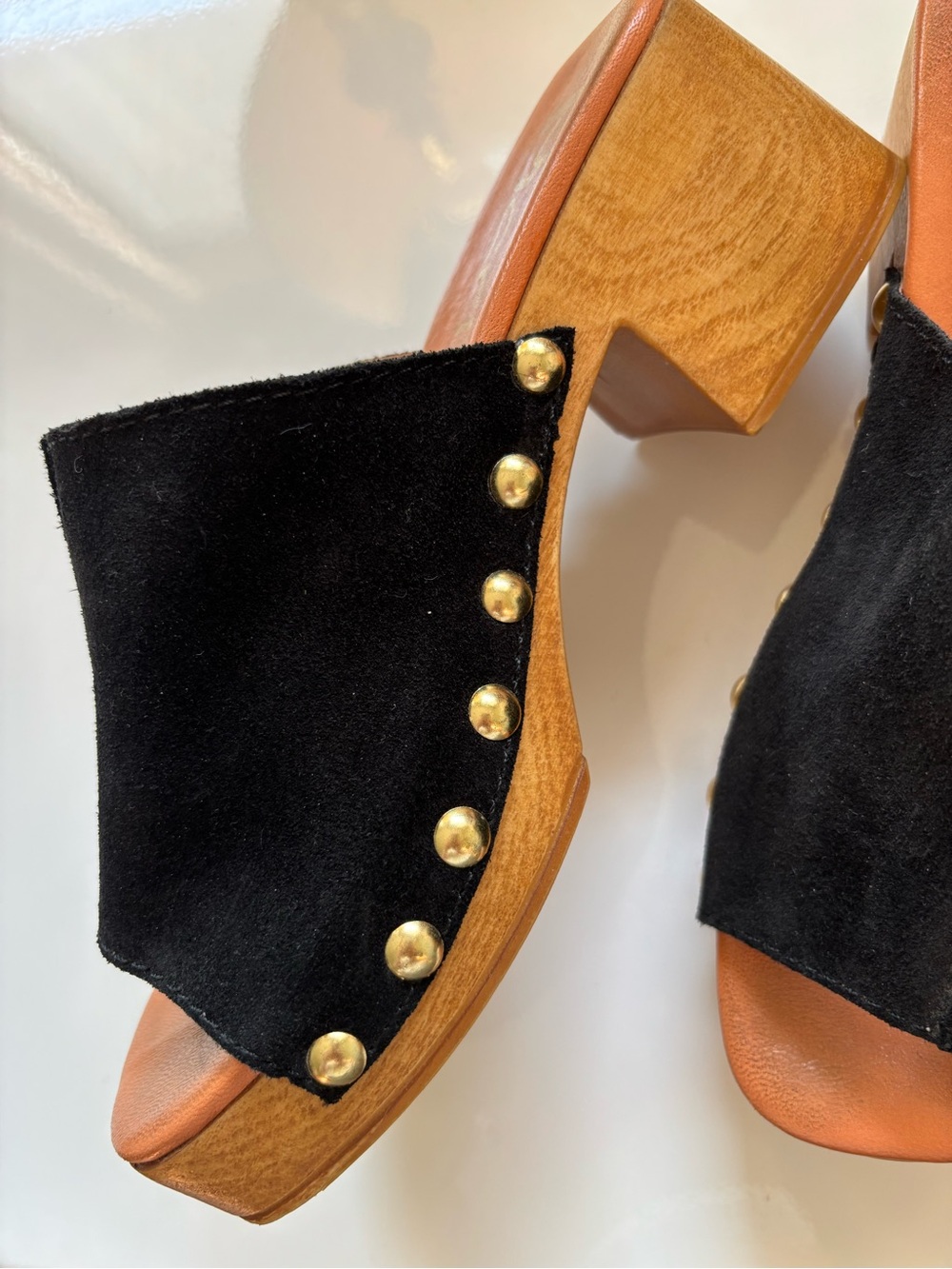 Marila Black Suede Clog Sandal